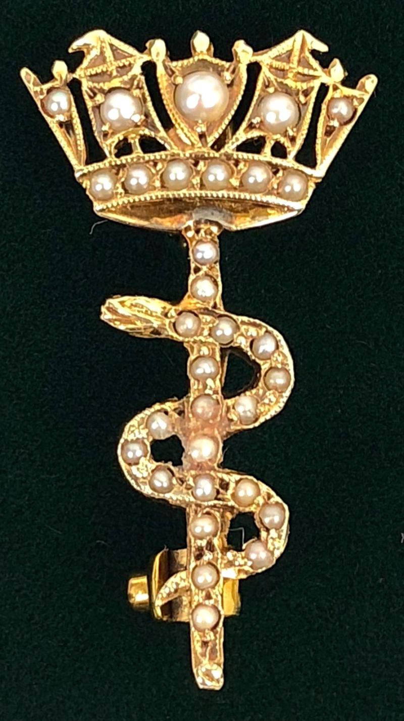 Royal Navy Medical Service 1965 gold and pearl brooch by James William Benson