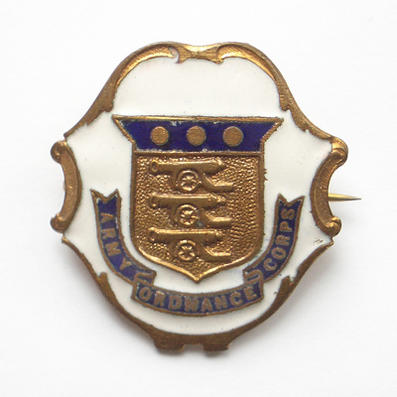 Army Ordnance Corps white face enamel sweetheart brooch