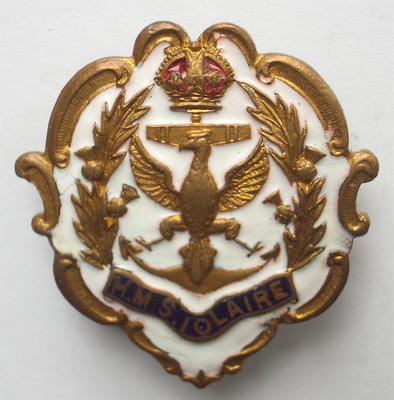 WW1 Royal Navy HMS Iolaire white faced enamel sweetheart brooch
