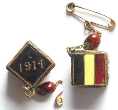 WW1 United We Stand 1914 lucky dice flags of the nations brooch
