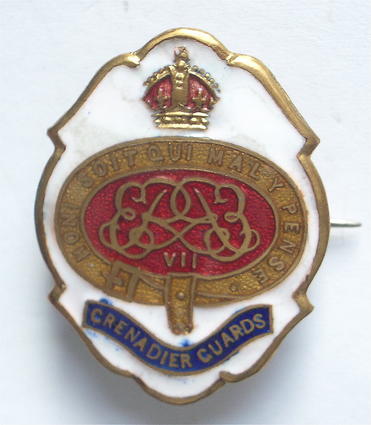 Grenadier Guards white faced enamel sweetheart brooch