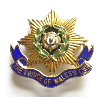 Prince of Wales Own Regiment of Yorkshire gold regimental brooch