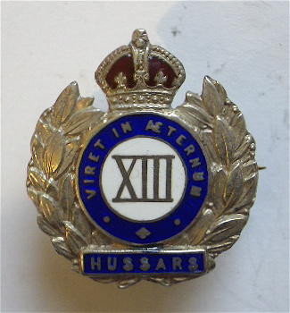 Great War 13th Hussars silver sweetheart brooch