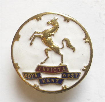 Royal West Kent Regiment white faced enamel sweetheart brooch