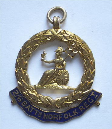 Cyclist Battalion Norfolk Regiment 1921 gold watch fob