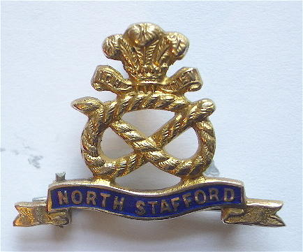 North Staffordshire Regiment gold and enamel sweetheart brooch