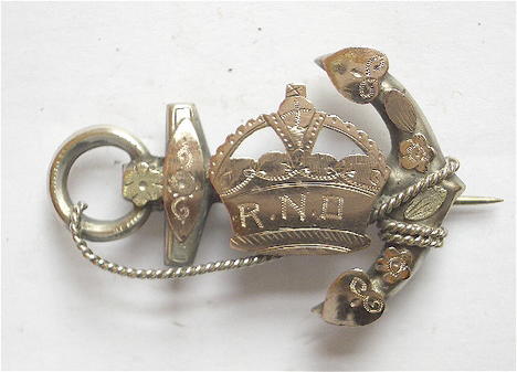 Royal Naval Division 1915 silver anchor sweetheart brooch