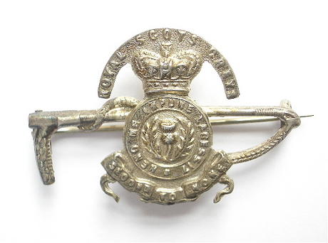 Royal Scots Greys 1906 silver hunting whip sweetheart brooch