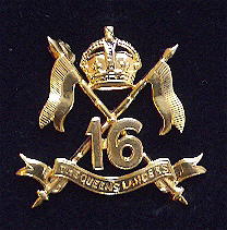 16th The Queen's Royal Lancers gold cavalry sweetheart brooch
