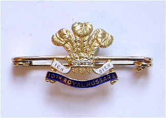10th Royal Hussars Prince of Wale's Own gold regimental brooch