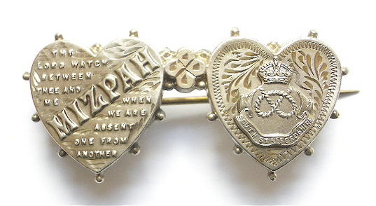 WW1 South Staffordshire Regiment silver mizpah sweetheart brooch