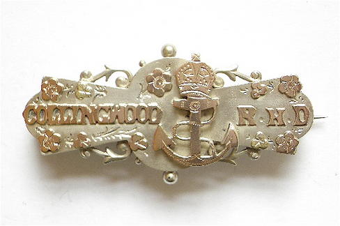 WW1 Royal Naval Division Collingwood Battalion silver sweetheart brooch