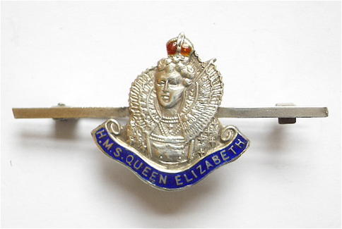 WW1 HMS Queen Elizabeth silver sweetheart brooch