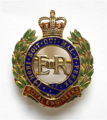 Royal Engineers 1960 gold regimental brooch by Garrard