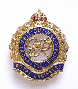 WW2 Royal Engineers gold and enamel regimental sweetheart brooch
