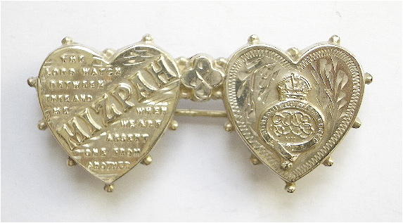 Grenadier Guards 1918 silver mizpah hearts sweetheart brooch