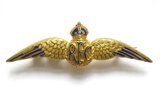 WW1 Royal Flying Corps gilt and enamel wing sweetheart brooch 