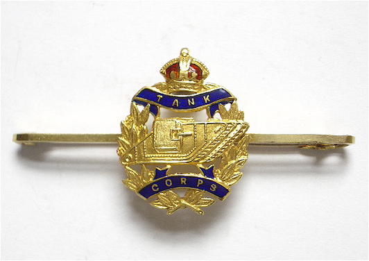 Tank Corps gold and enamel regimental sweetheart brooch