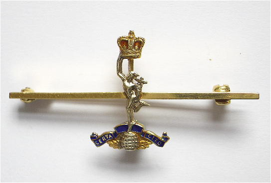 Royal Corps of Signals 1965 gold and enamel regimental brooch by Garrard