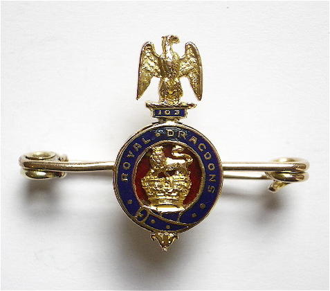 1st Royal Dragoons gold regimental brooch