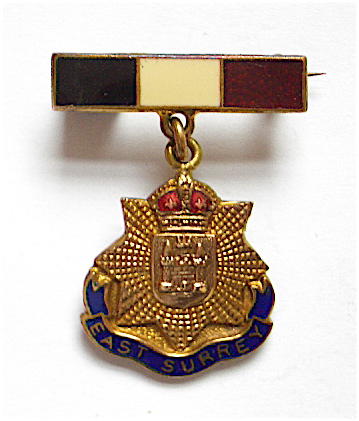 East Surrey Regiment Colours of the Regiment suspension brooch