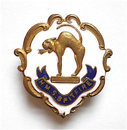 Royal Navy HMS Spitfire white faced enamel sweetheart brooch