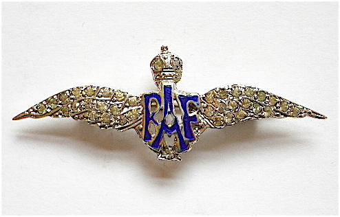 Royal Air Force silver diamante RAF sweetheart brooch
