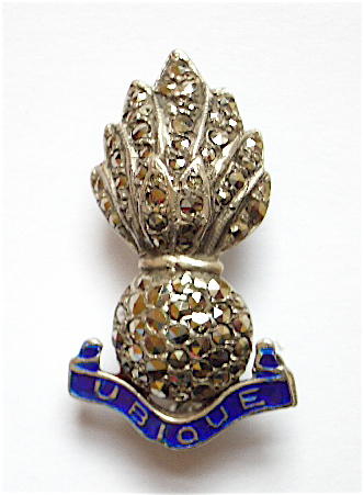 Royal Engineers silver and marcasite grenade sweetheart brooch
