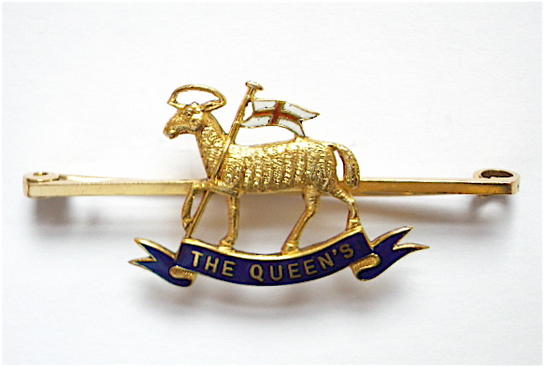 The Queens Regiment gold sweetheart brooch by Charles Packer 