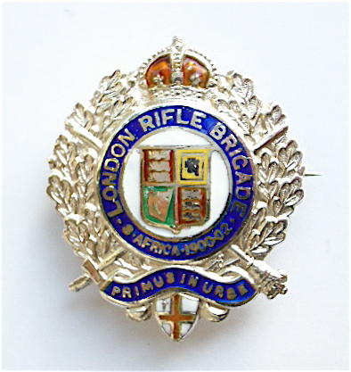 London Rifle Brigade silver and enamel sweetheart brooch