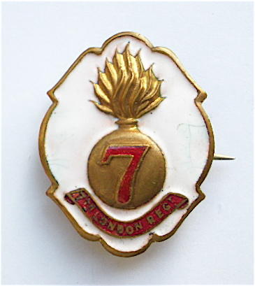 7th City of London Battalion white faced enamel sweetheart brooch