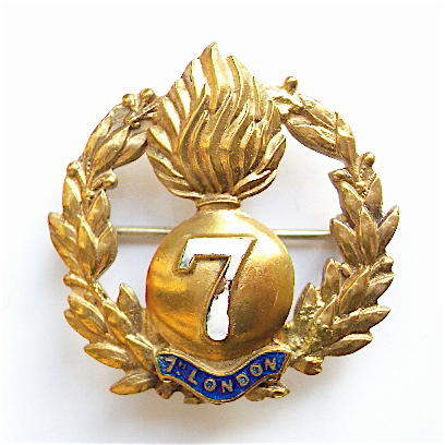 7th City of London Battalion gilt and enamel sweetheart brooch