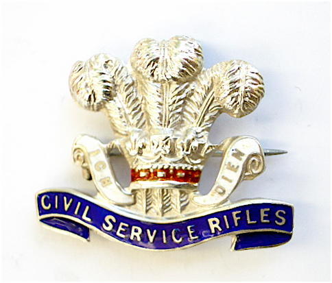 15th County of London Civil Service Rifles silver sweetheart brooch