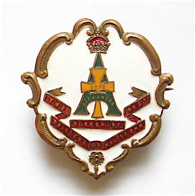 Yorkshire Regiment white faced enamel sweetheart brooch