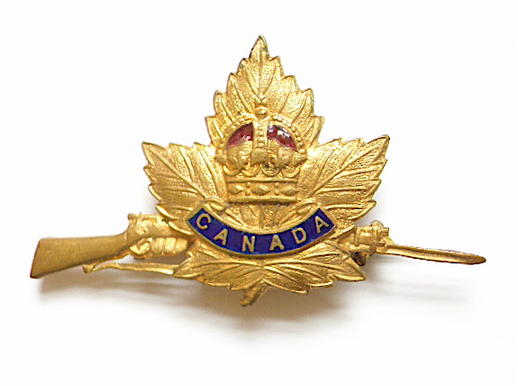 Canadian Military Forces gilt and enamel rifle sweetheart brooch