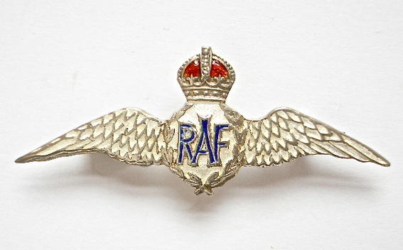 Royal Air Force silver and enamel RAF wing sweetheart brooch c1918 