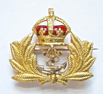 Royal Navy officers style gold and enamel sweetheart brooch