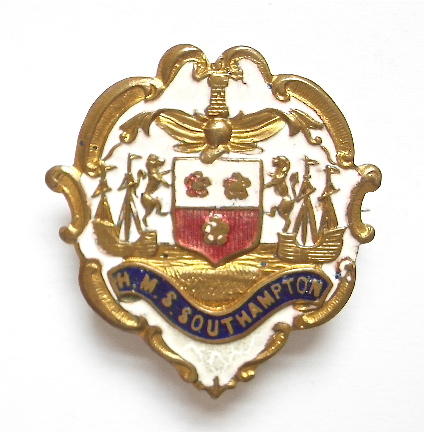 Royal Navy HMS Southampton white faced enamel sweetheart brooch