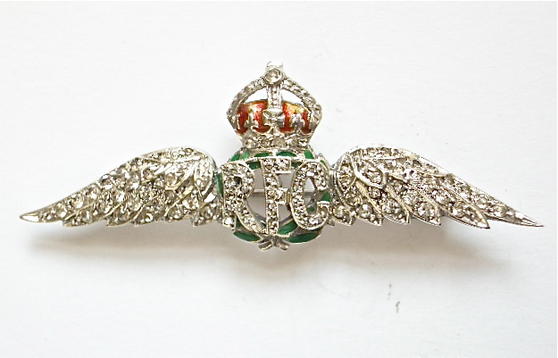 Royal Flying Corps diamante wing RFC sweetheart brooch