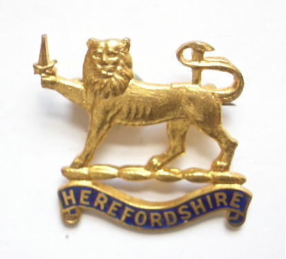 Herefordshire Regiment gilt and enamel sweetheart brooch