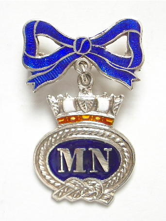 Merchant Navy silver and enamel bow sweetheart brooch