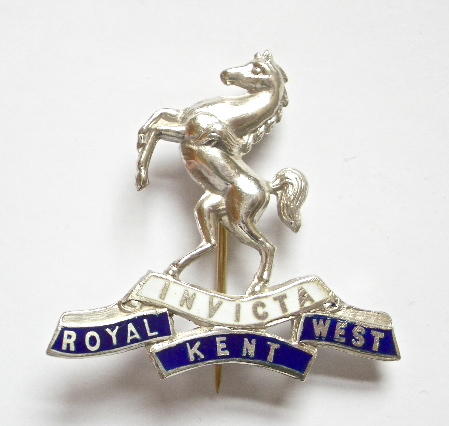Royal West Kent Regiment silver and enamel sweetheart brooch