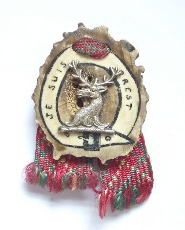 Scottish Clan Fraser Lovat Scouts tartan stag antler brooch