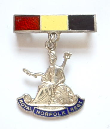 Royal Norfolk Regiment silver and enamel regimental sweetheart brooch