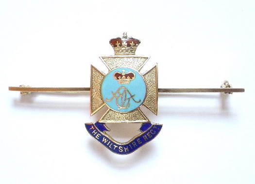 Wiltshire Regiment gold and enamel sweetheart brooch