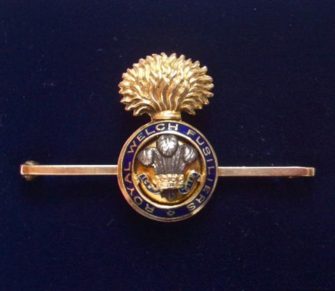 Royal Welch Fusiliers gold and enamel sweetheart brooch