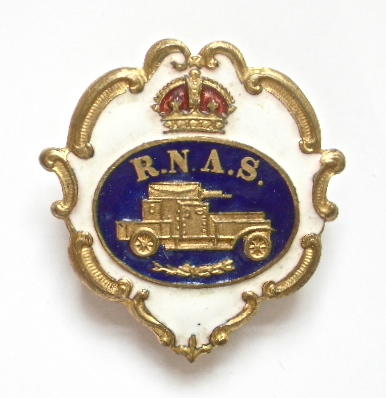 RNAS Armoured Car Squadron white faced enamel sweetheart brooch