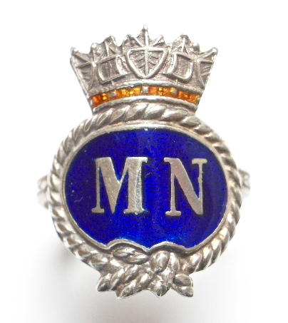 Merchant Navy silver and enamel sweetheart ring
