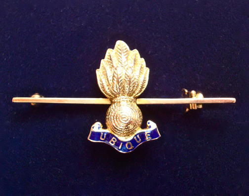 Royal Engineers gold and enamel grenade sweetheart brooch