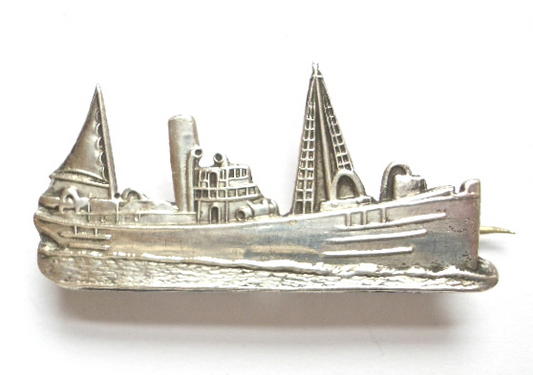 Royal Navy minesweeper warship 1917 hallmarked silver brooch
